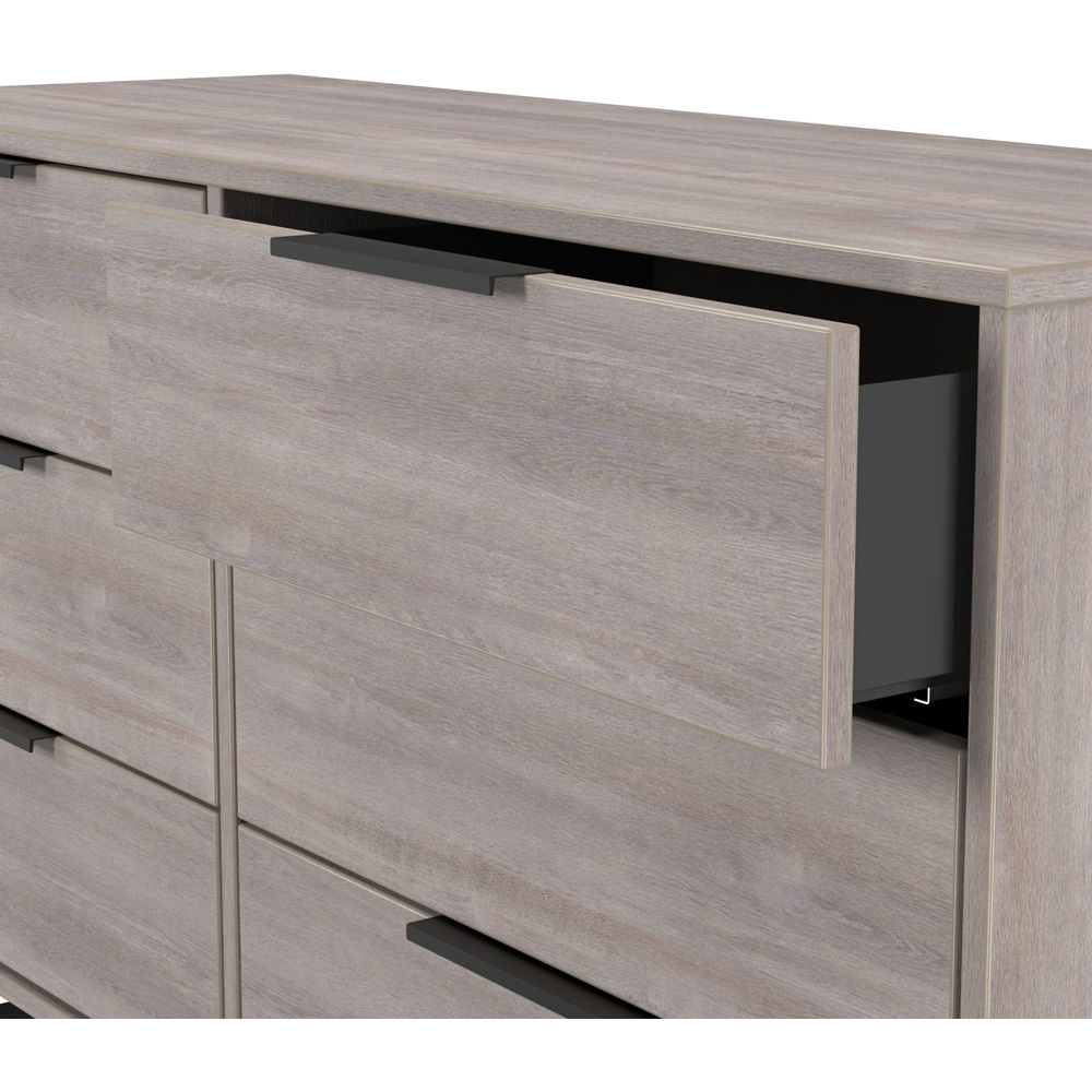 Crowndale Hong Kong 6 Drawer Grey Oak Wide Chest of Drawers Ready Assembled Image 6