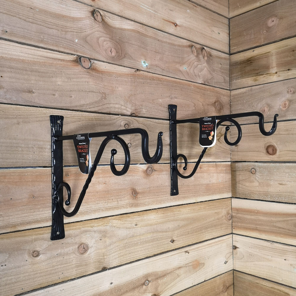 Samuel Alexander Heavy Duty Metal 35cm Black Twisted Wall Bracket 2 Pack Image 4