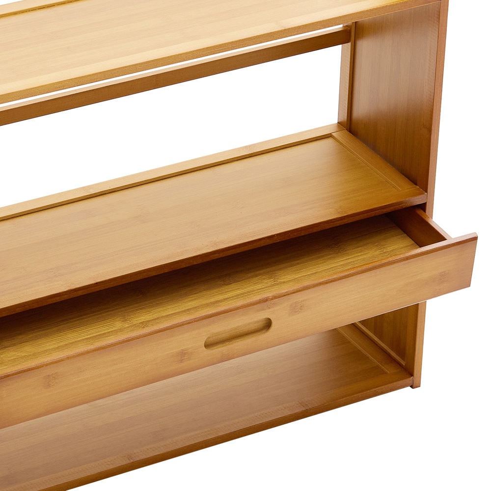 Living and Home Single Drawer 3 Shelf Natural Bamboo Desktop Bookshelf ...