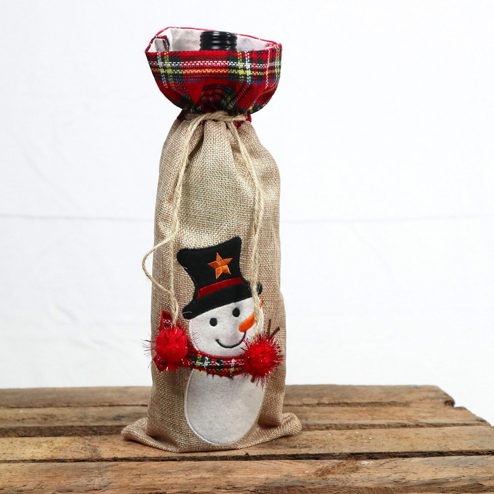 Shatchi Novelty Christmas Wine Bottle Liquor Cover Bag with Drawstring Image 3