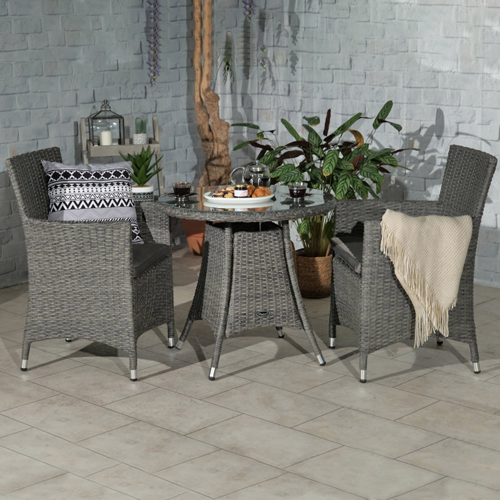 Royalcraft Paris 2 Seater Carver Bistro Set Grey Image 1