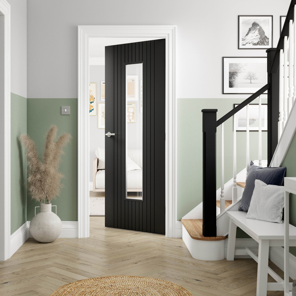 JB Kind Aria Black Glazed Laminated Internal Door 1981 x 838mm Image 2