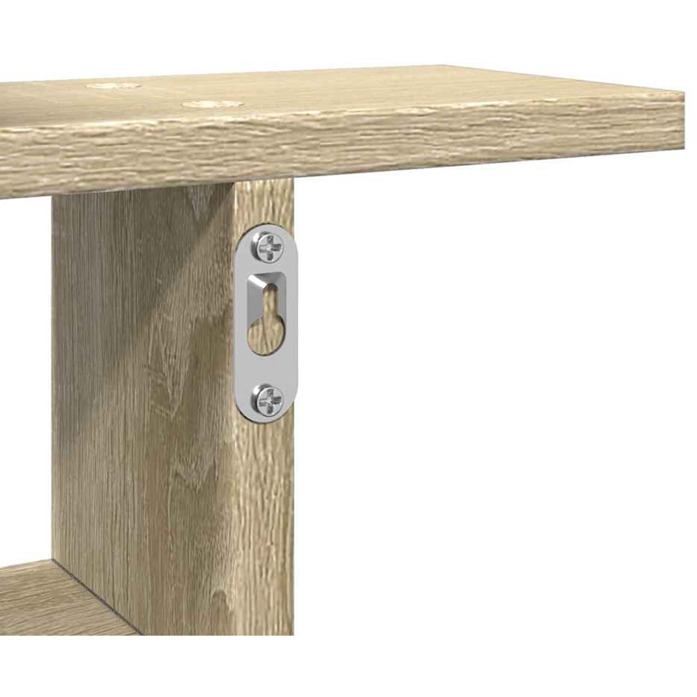 vidaXL 3 Shelf Sonoma Oak Wall Shelf Set of 2 Image 9