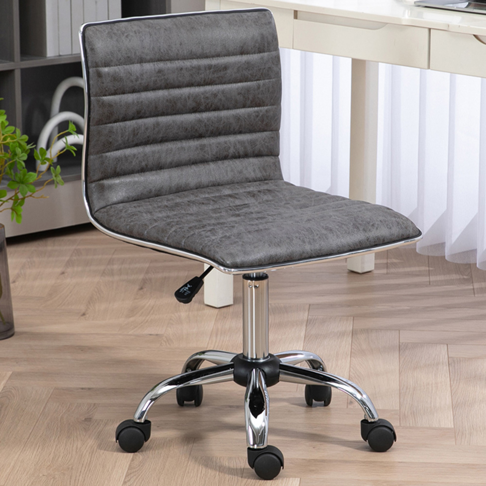 Portland Grey PU Leather Swivel Office Chair Image 1