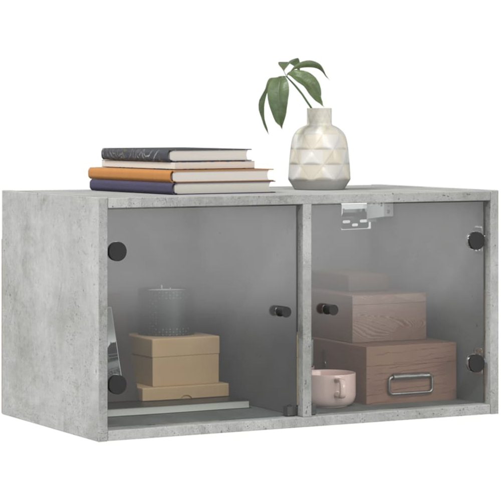 vidaXL 2 Glass Door 2 Shelf Concrete Grey Wall Cabinet Image 4
