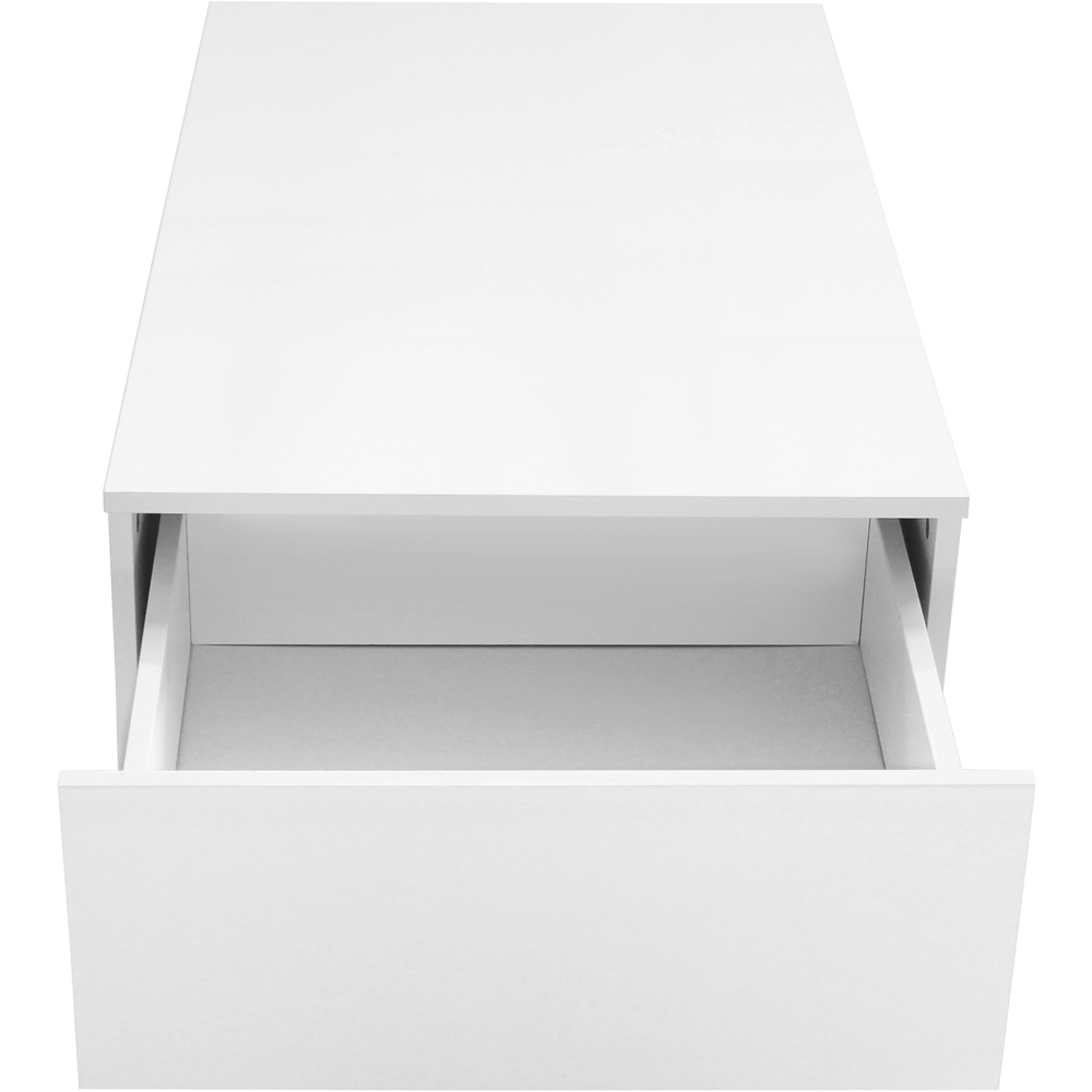 Comfy Living Single Shelf Single Drawer White High Gloss Contemporary LED Coffee Table Image 3