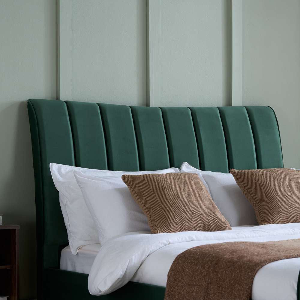 Clover King Size Green Velvet Bed Image 5