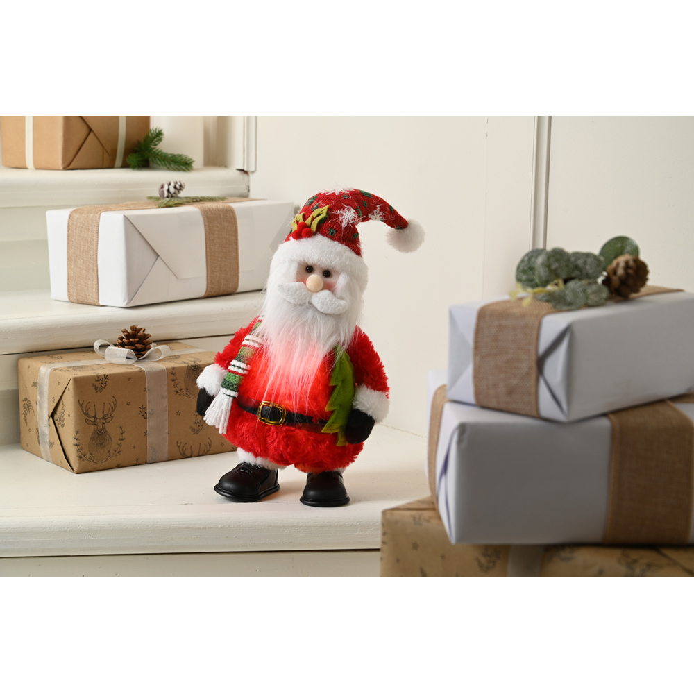 Festive Warm White LED Musical Dancing Santa with Scarf Christmas Decoration 43cm Image 2