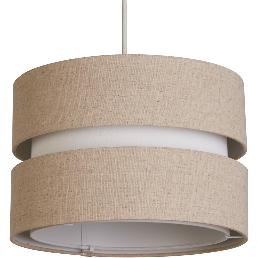 Lighting Collection Brea 2 Tier Natural Linen Ceiling Shade Image 1
