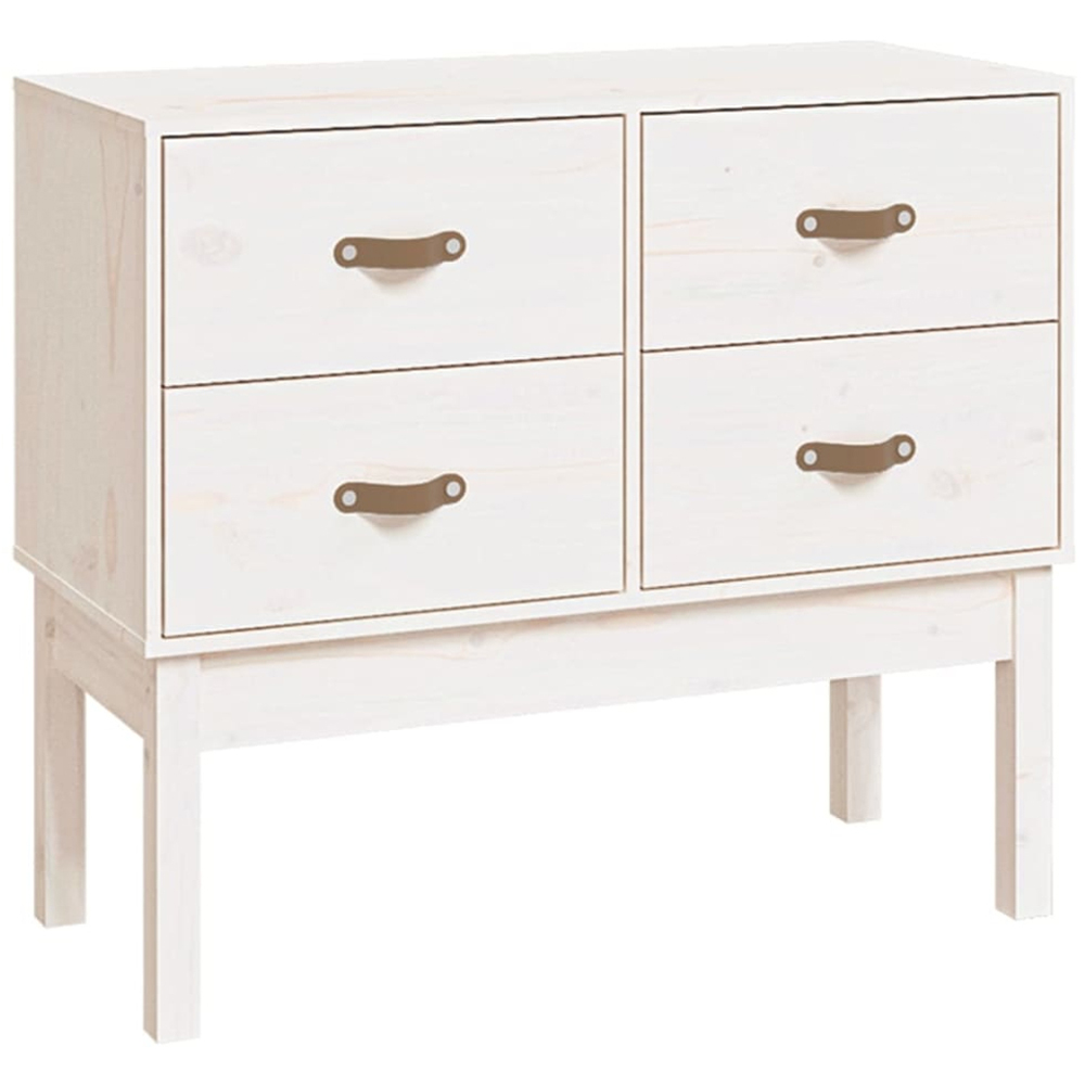 vidaXL 4 Drawer White Solid Wood Pine Console Cabinet Image 2