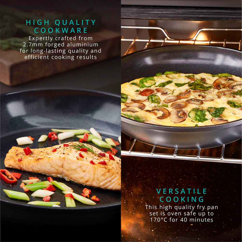 Swan Stealth 2 Piece Black Forged Aluminium Frying Pan Set Image 4