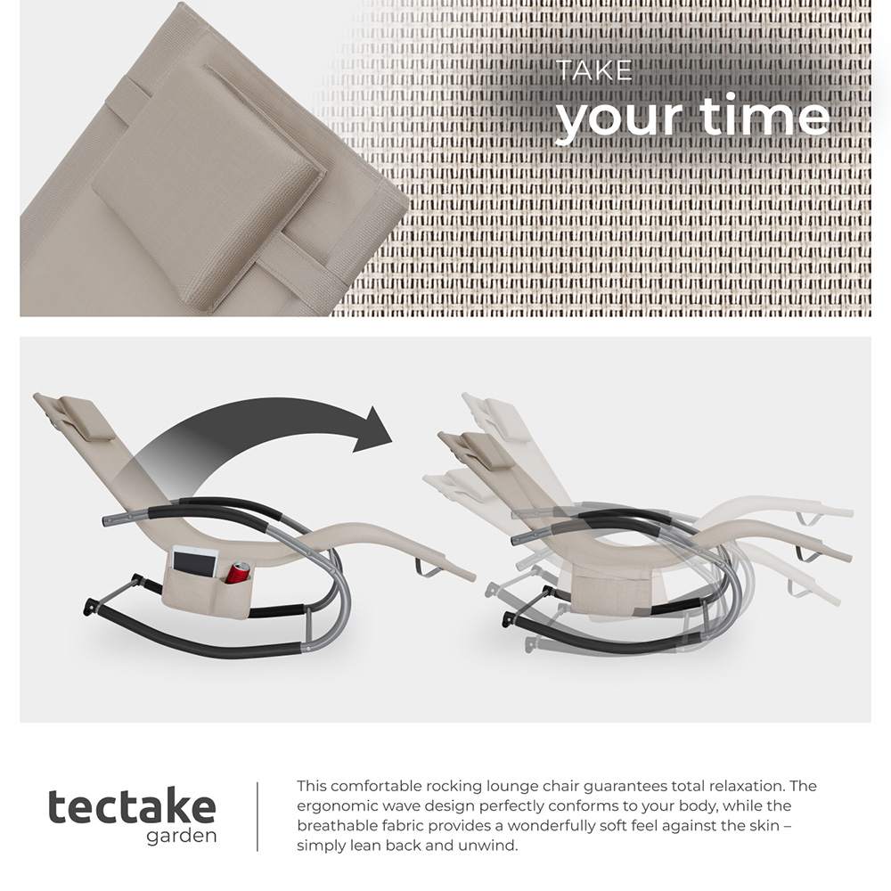 tectake Taya Beige Rocking Sun Lounger Image 5
