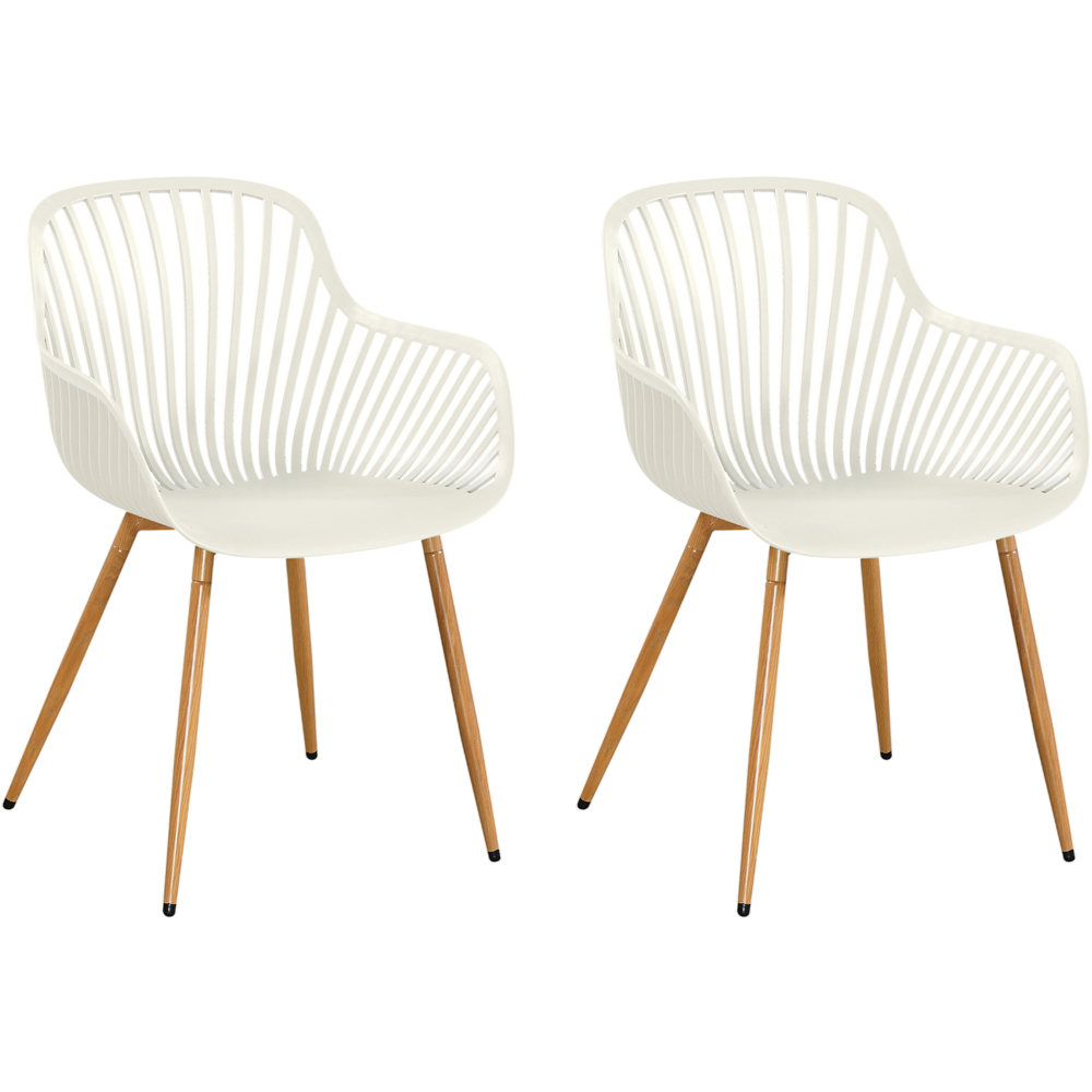 Core Products Set of 2 White Sunray Design Wood Effect Legs Garden Bistro Armchair Image 2