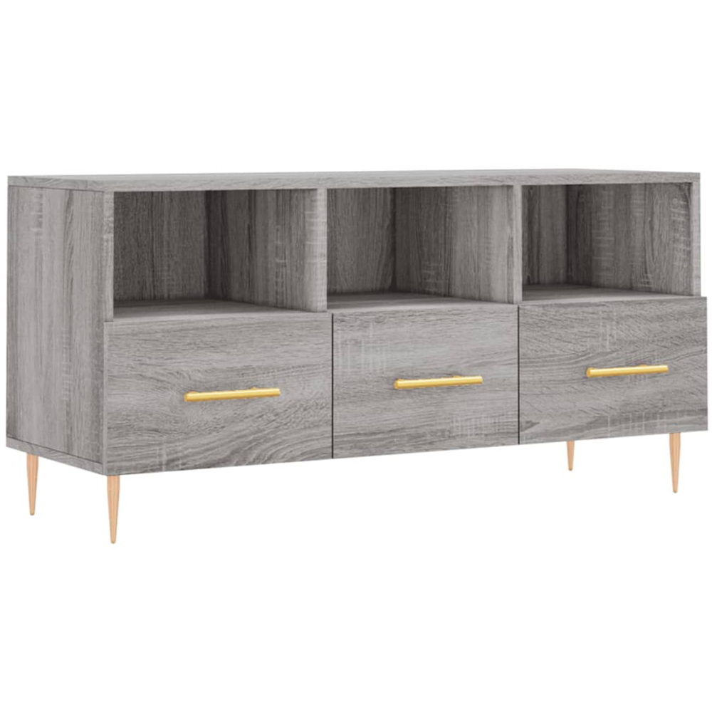 vidaXL 3 Drawer 3 Shelf Grey Sonoma TV Cabinet Image 2