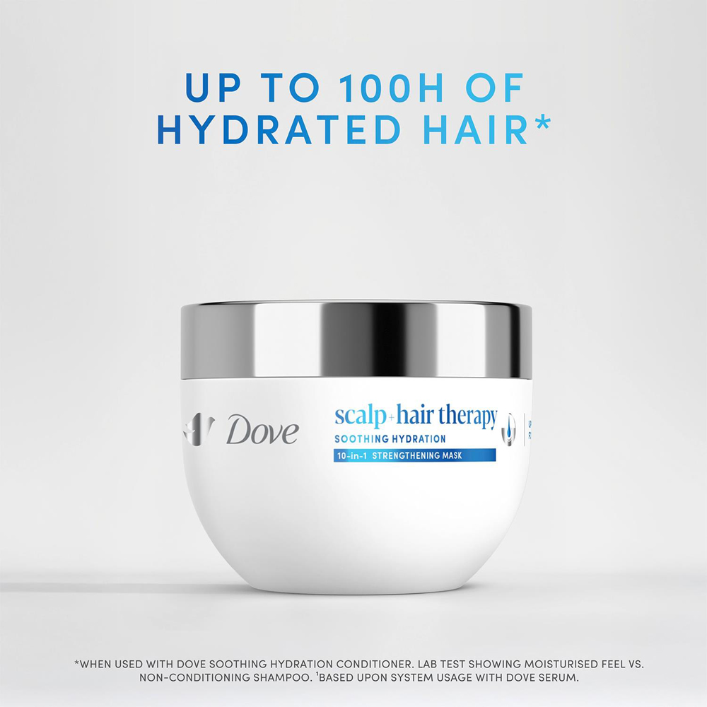 Dove Scalp+Hair Therapy Soothing Hydration Hyaluronic Acid 10-in-1 Mask 270ml 6 Pack Image 4