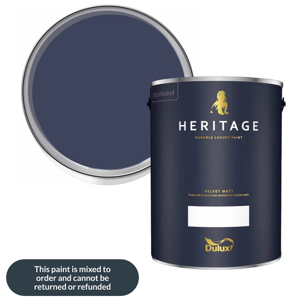 Dulux Heritage Walls and Ceilings DH Oxford Blue Velvet Matt Emulsion Paint 5L Image 1