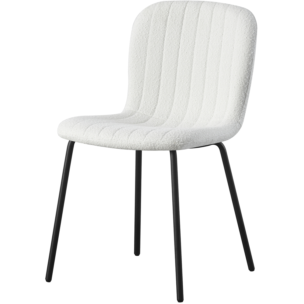 Bella Set of 6 Beige Teddy Faux Fur Stitched Design Dining Chairs Image 2