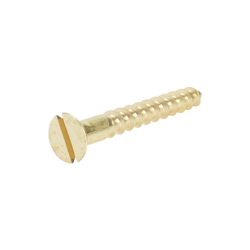 Wilko 40mm Slotted Brass Countersunk Wood Screw 10 g 6 pack Image 1