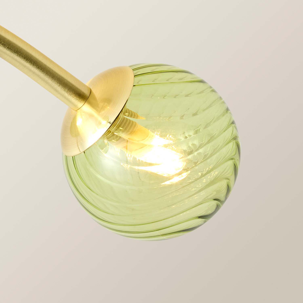 ValueLights Sydney Brushed Gold 4-Arm Ceiling Light with Swirl Glass Shade and Bulb Image 4
