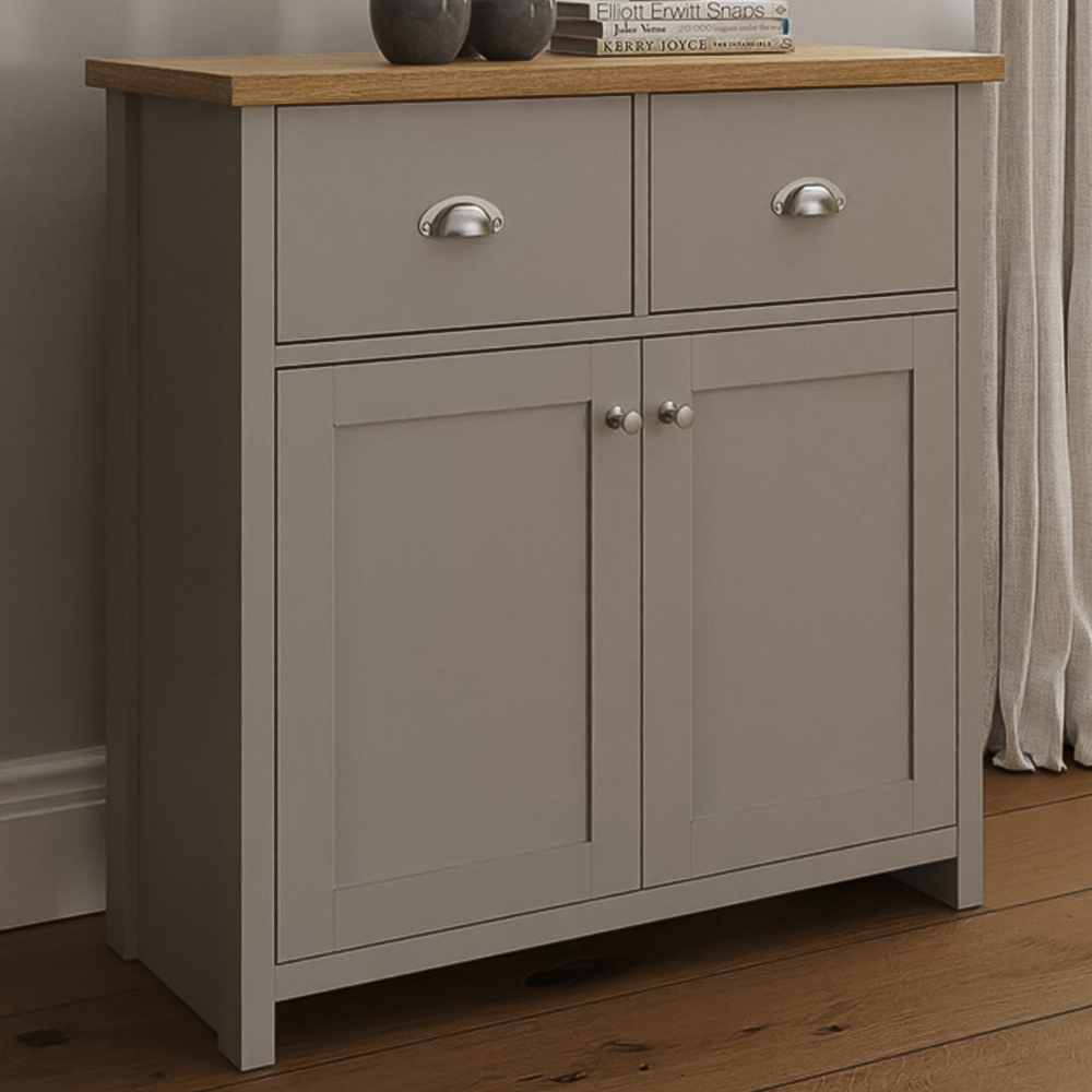 GFW Lancaster 2 Door 2 Drawer Grey Compact Sideboard Image 1