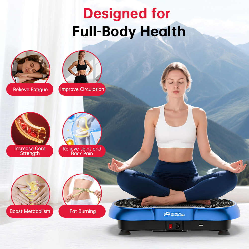 Rattrix Blue Vibration Plate Exercise Machine with Bluetooth Speaker and Resistance Bands Image 7