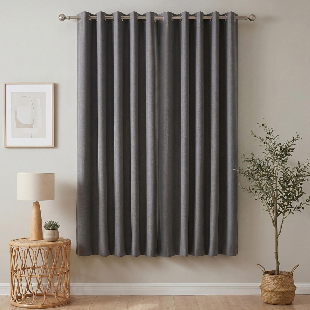 Living and Home Solid Grey Blackout Chenille Curtains 168 x 183cm Image 7