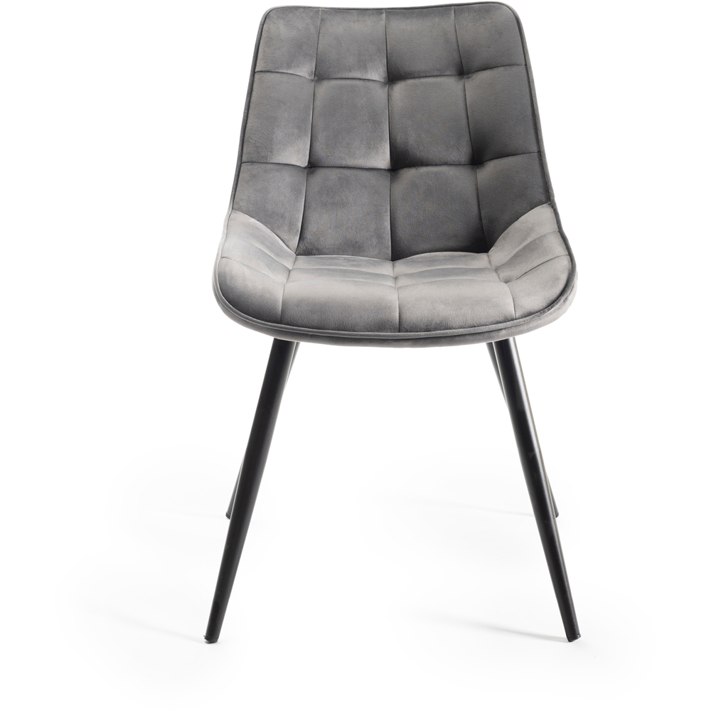 Bentley Designs Seurat Set of 2 Grey Velvet Fabric Upholstered Chair Image 3