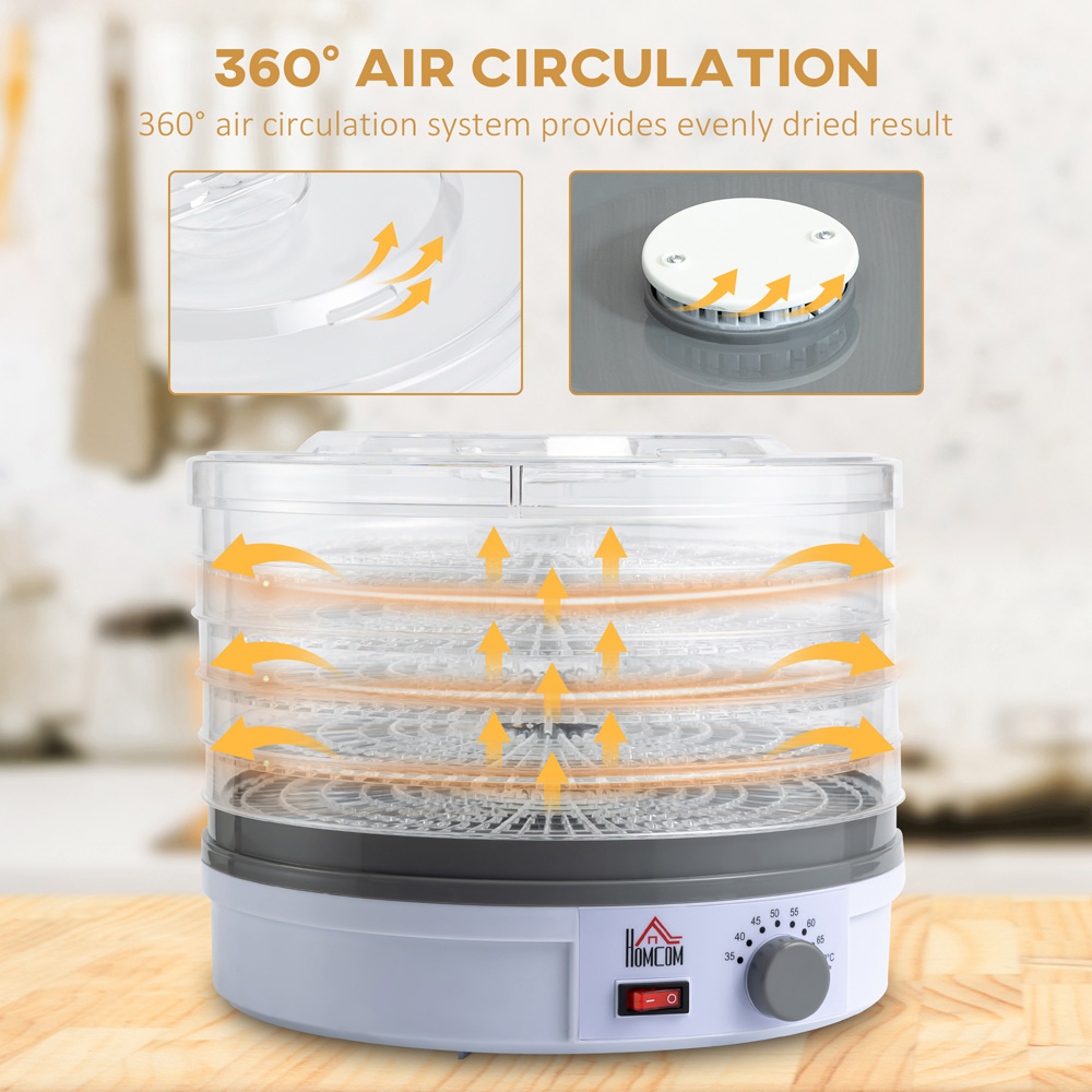 HOMCOM 800-144V70 5 Tier Round Food Dehydrator 245W Image 8