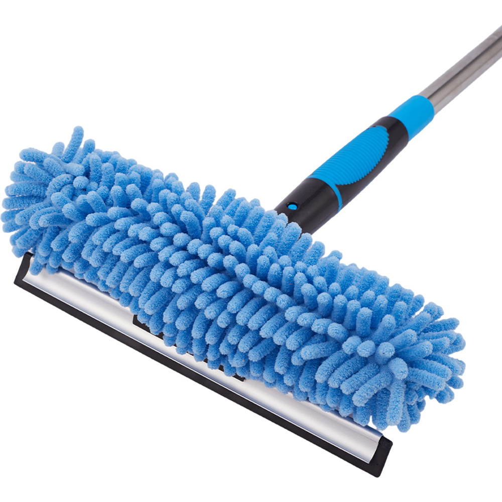 Living and Home Light Blue Extendable Window Cleaning Squeegee Tool with Scrubber Image 4