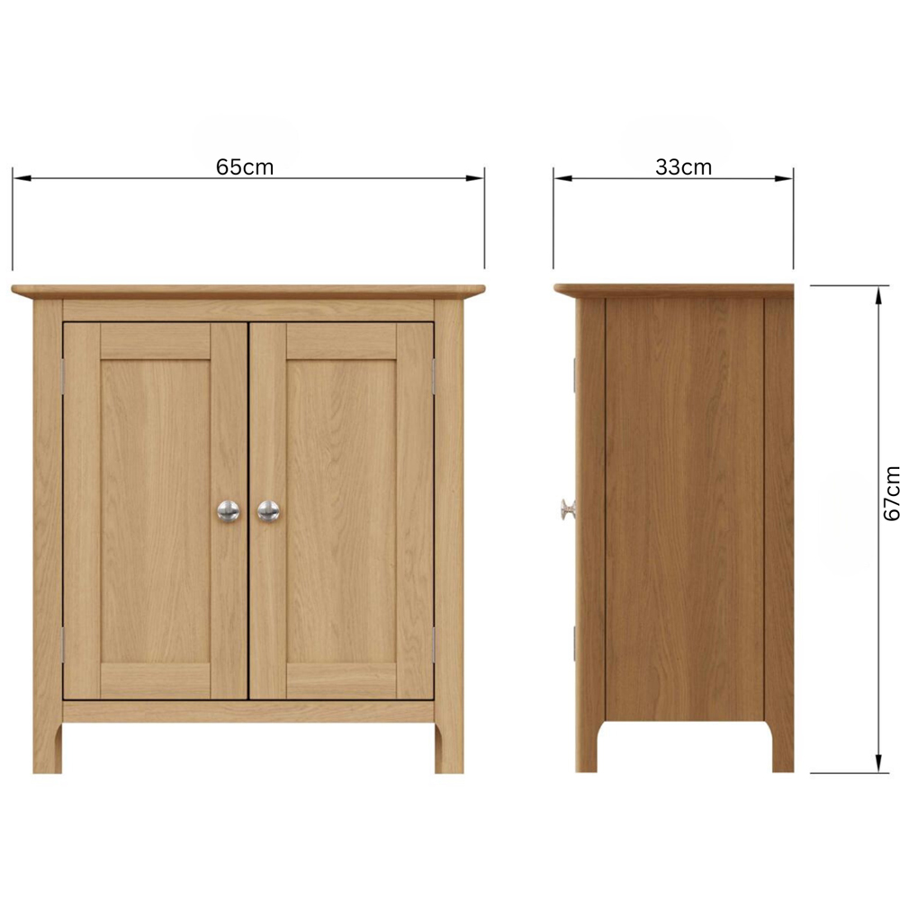 FWStyle Taberno 2 Door Natural Lacquered Oak Compact Sideboard Image 9