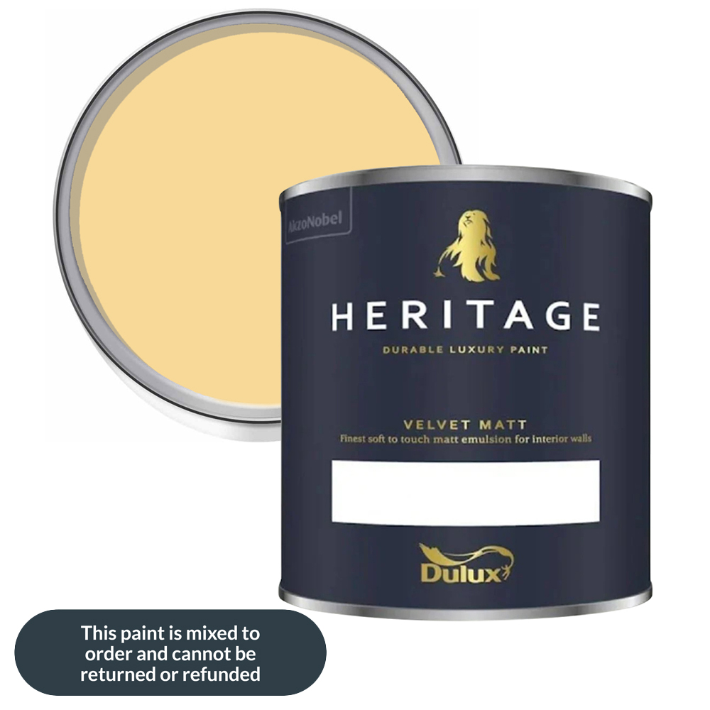Dulux Heritage Walls and Ceilings Butter Cup Velvet Matt Emulsion Paint 1L Image 1