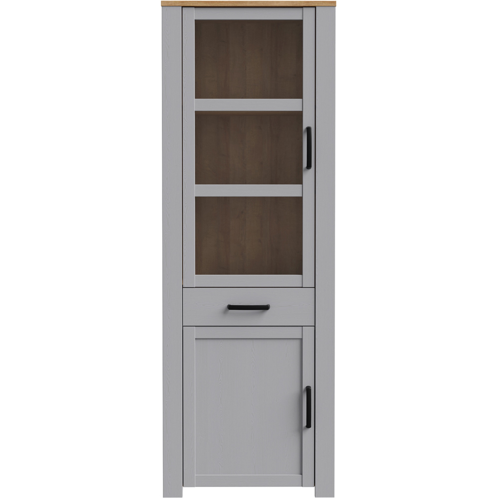 Florence Bohol 2 Door Single Drawer Grey Riviera Oak Narrow Cabinet Image 3