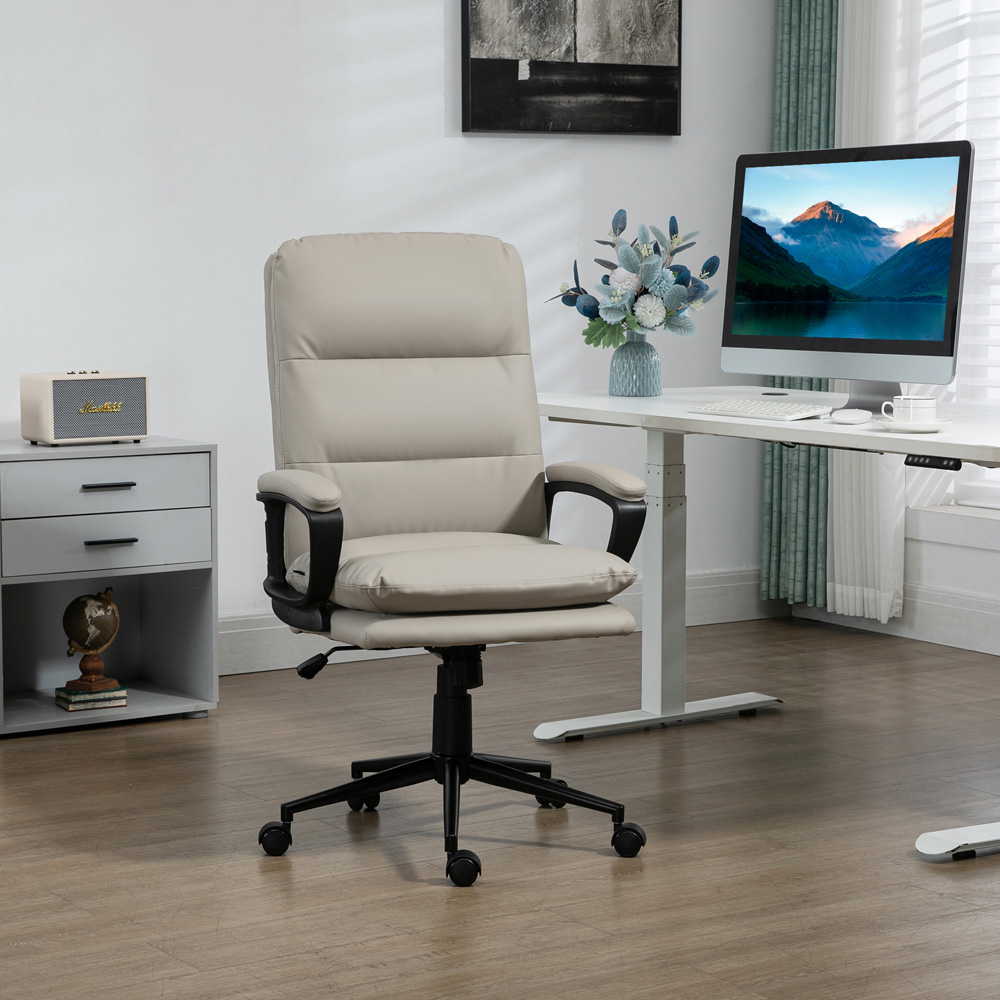 Portland Light Grey PU Leather Swivel Office Chair Image 7
