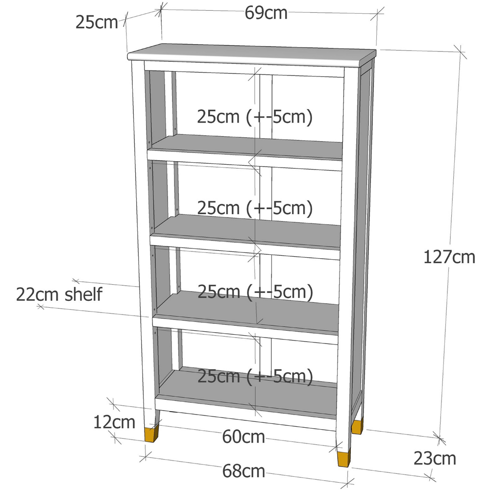 Palazzi 4 Shelves Red Bookcase Image 9