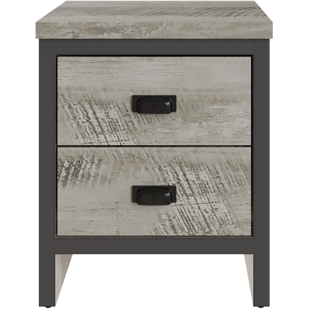 GFW Boston 2 Drawer Grey Bedside Table Image 2