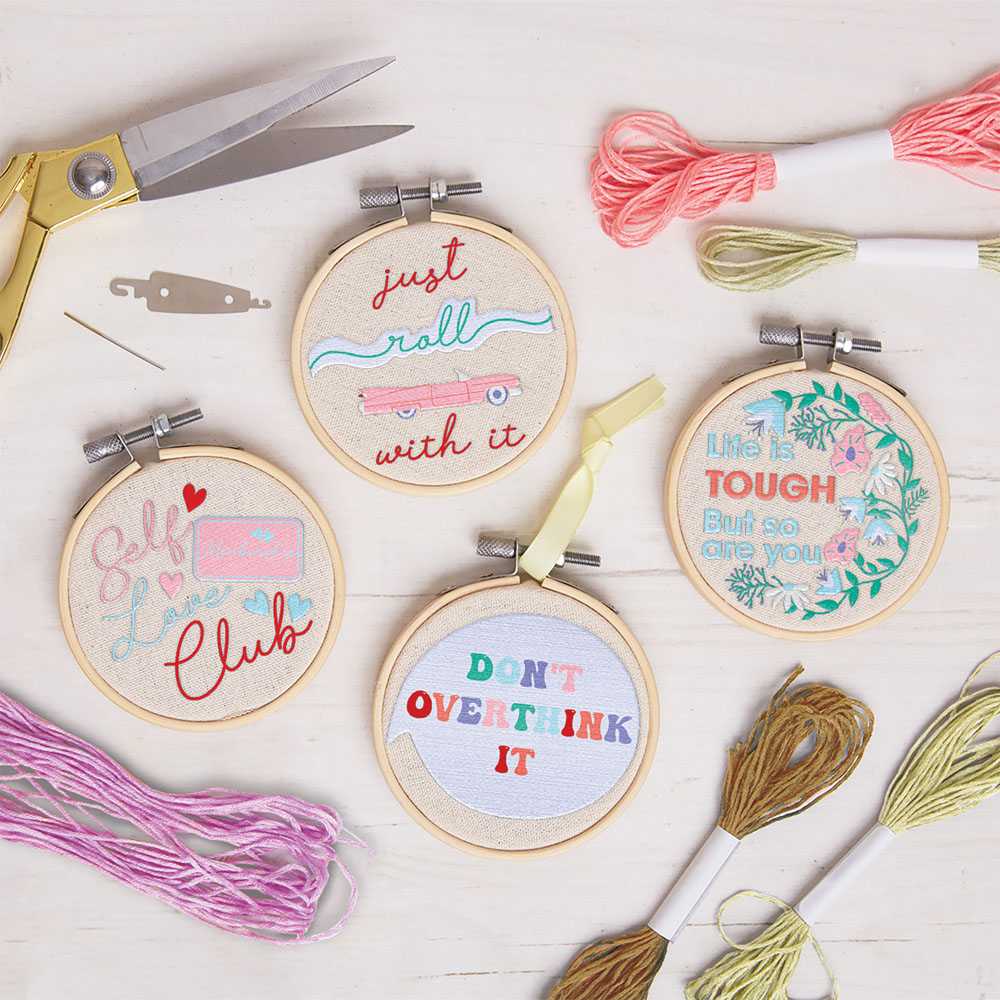 Sew & So On Multicoloured Slogans Embroidery Hoop Decorations Set Image 3