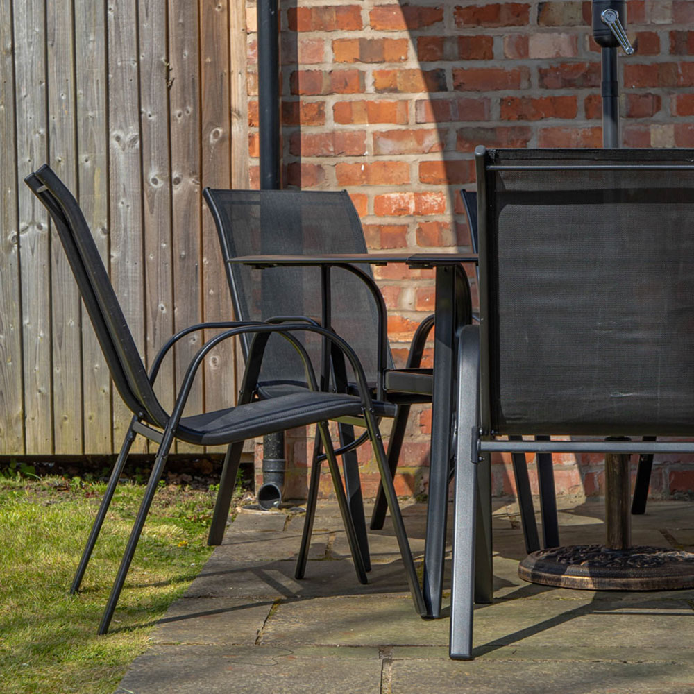 Samuel Alexander 4 Seater Glass Top Garden Dining Table with Grey Havana Parasol and Base 2.7m Image 5