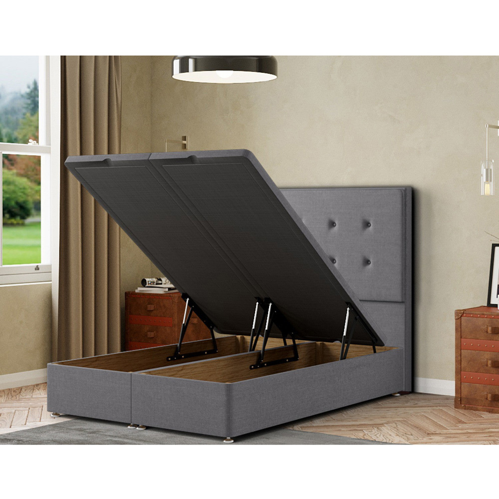 Eleganza Darlington King Grey Linen Ottoman Bed with Floor Standing Headboard Image 2