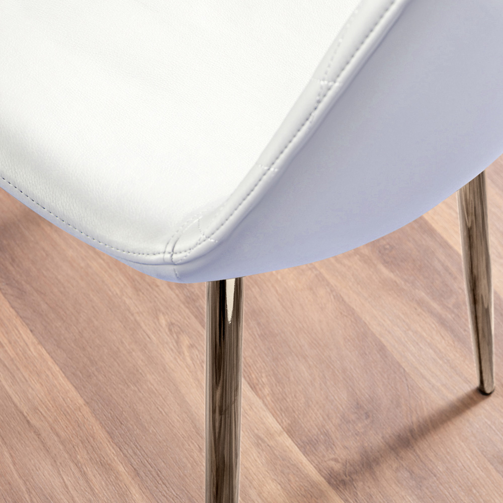 Furniturebox Elissa Solara Marble Effect 2 Seater Round Dining Set White and Chrome Image 7