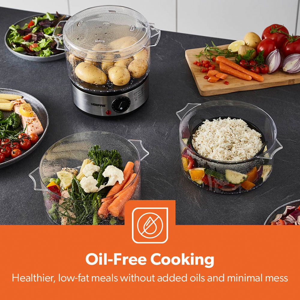 Geepas GFS63066UK 3 Removable Cooking Bowls 3-Tier Food Steamer 7.2L 400W Image 5