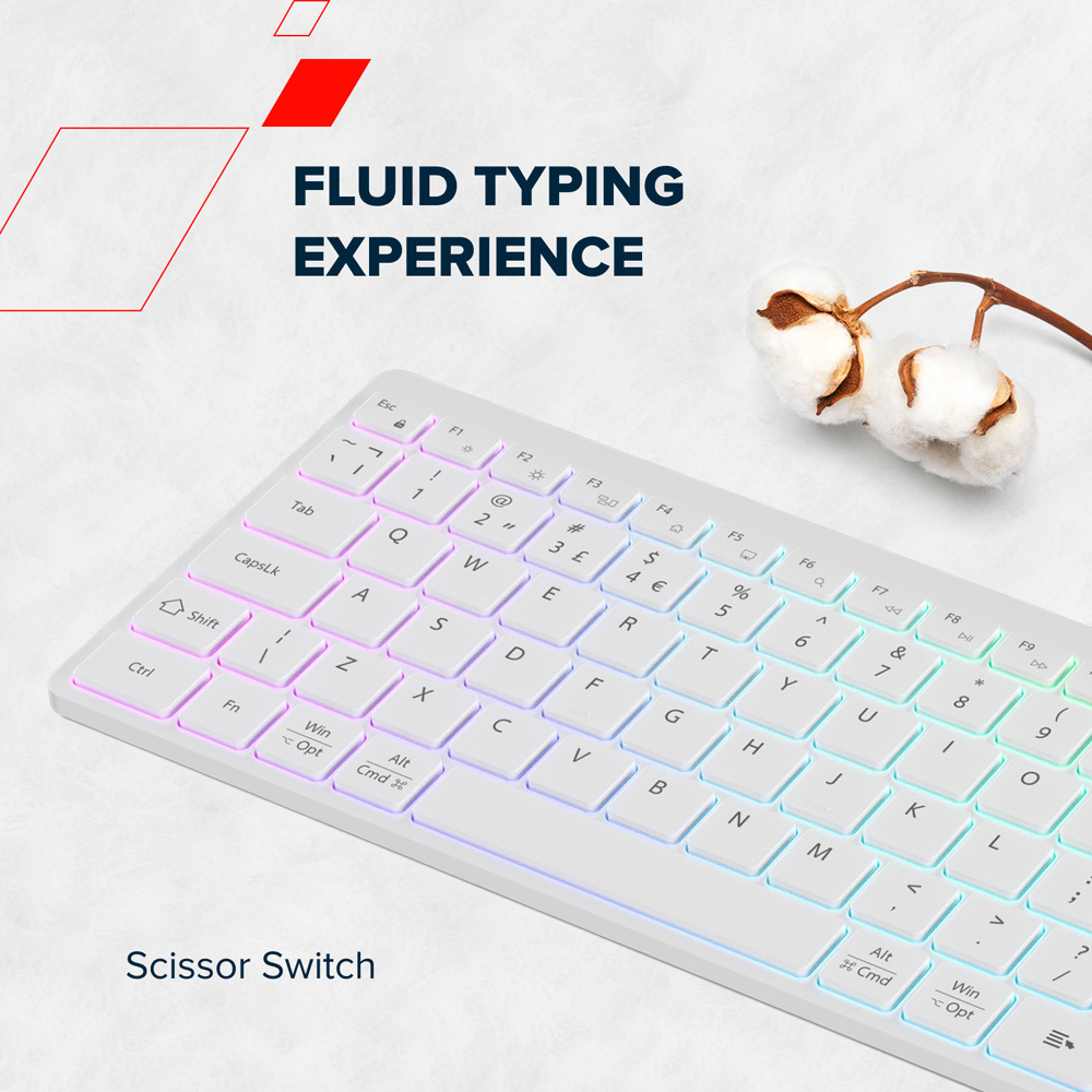 Canyon HKB-W11 White Rechargeable RGB Backlight Dual Mode Wireless Keyboard Image 8