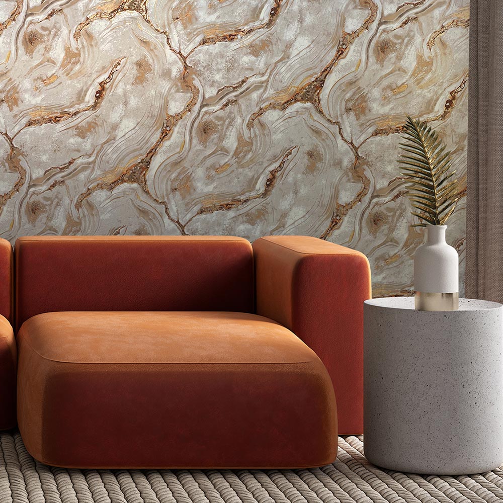 Rasch Agate Natural & Rust Wallpaper Image 2
