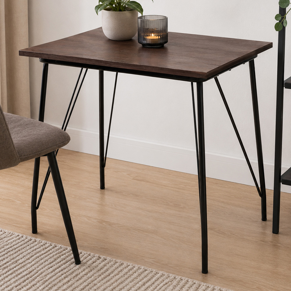 Premier Housewares 2 Seater Black Metal and Elm Wood Square Dining Table Image 1