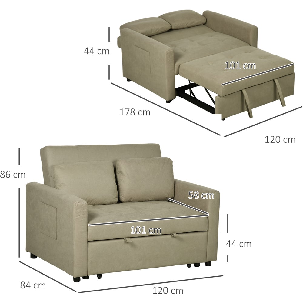 Portland 2 Seater Light Brown Sofa Bed Image 8