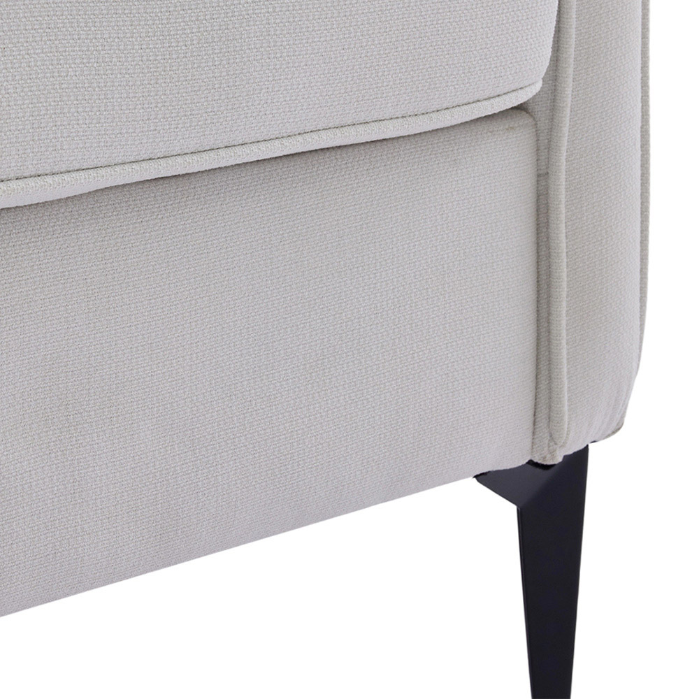 Living and Home Beige White Linen Sofa Chair Image 6