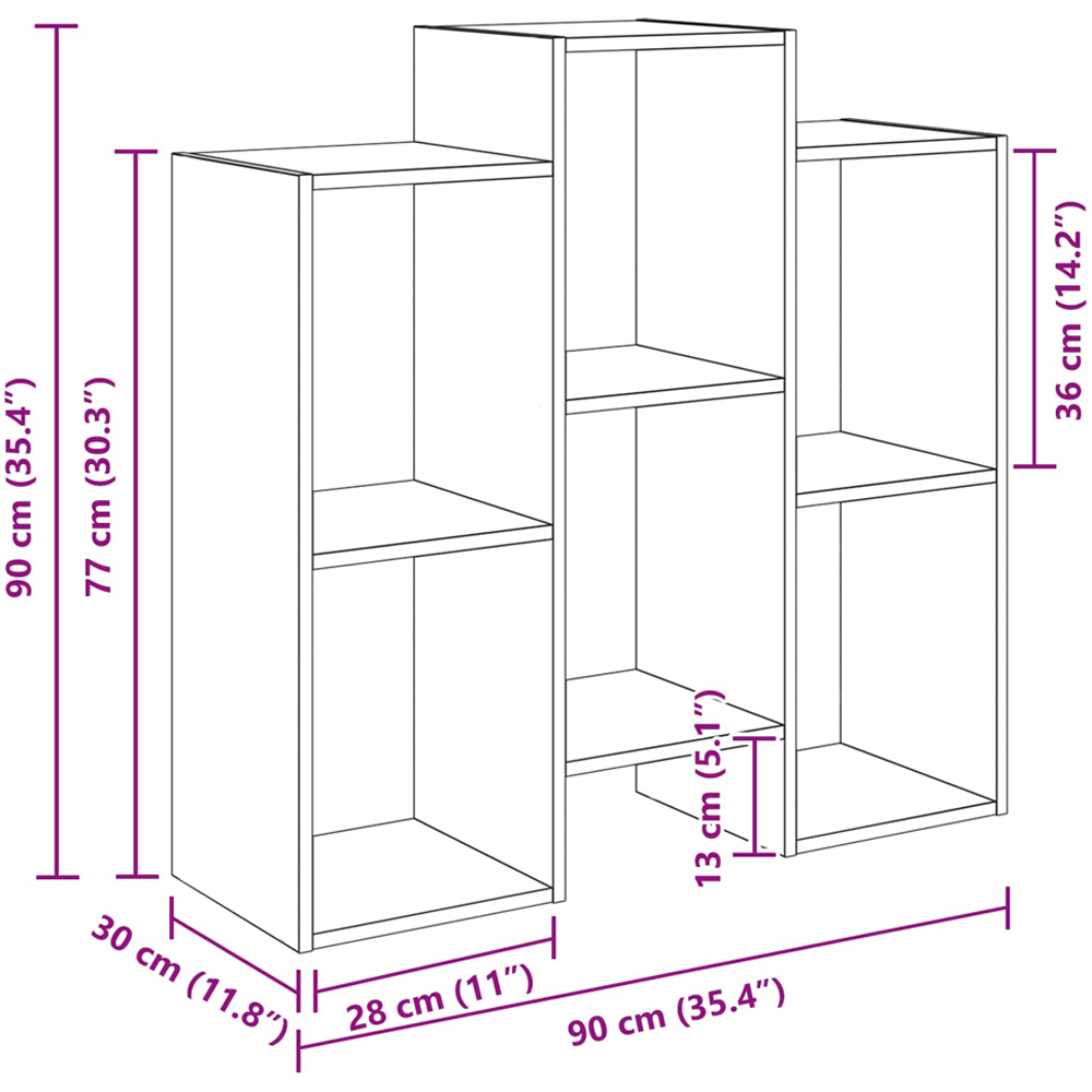 vidaXL 6 Shelf Black Oak Sideboard Image 8