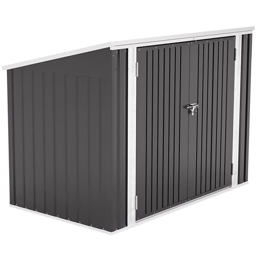 Living and Home 4.2 x 5.7ft Black Steel Trash Can Storage Shed Image 1