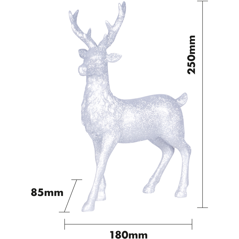 St Helens Silver Glitter Polyresin Deer Christmas Decoration Image 7