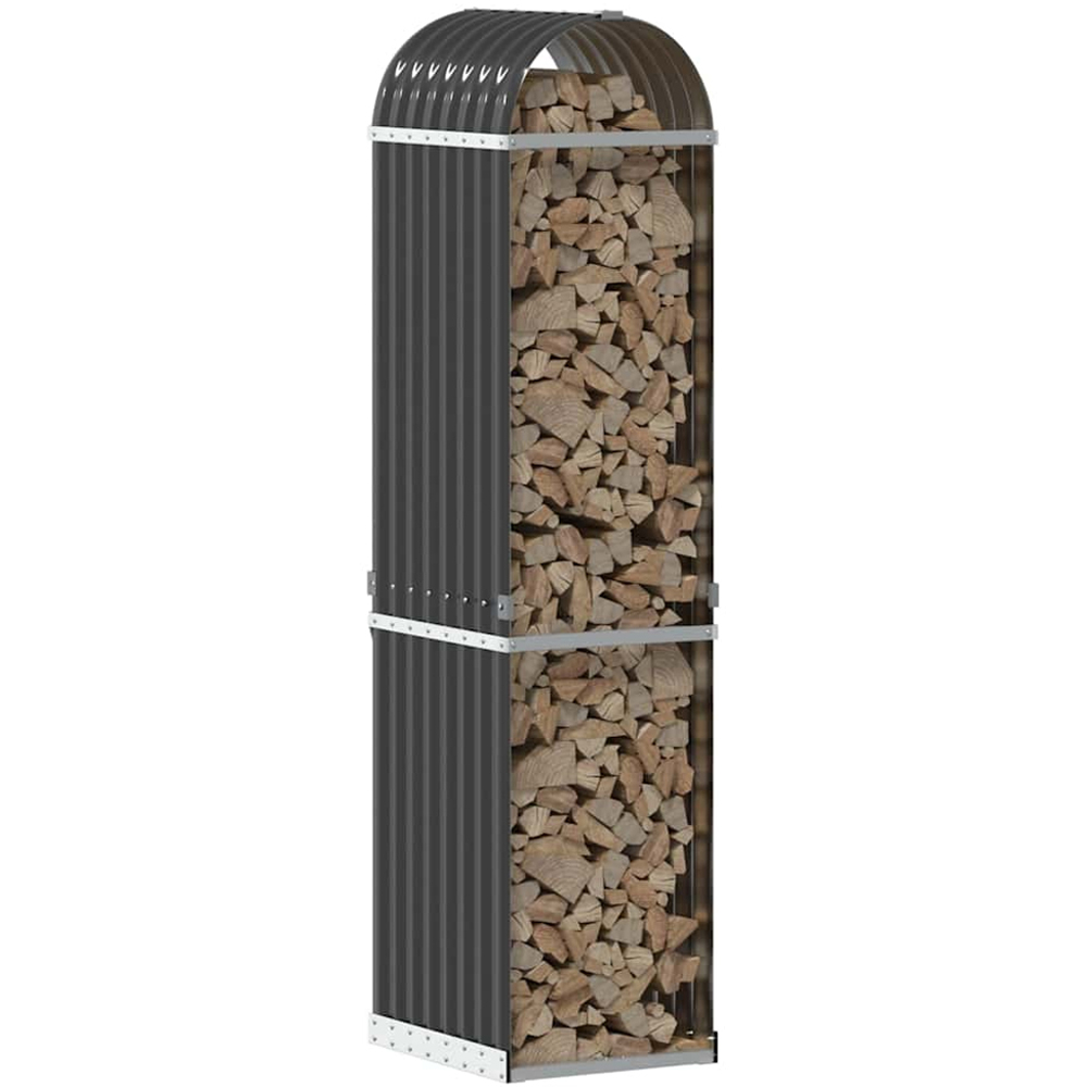 vidaXL Anthracite Galvanised Steel Firewood Log Holder 170 x 40 x 45cm Image 2