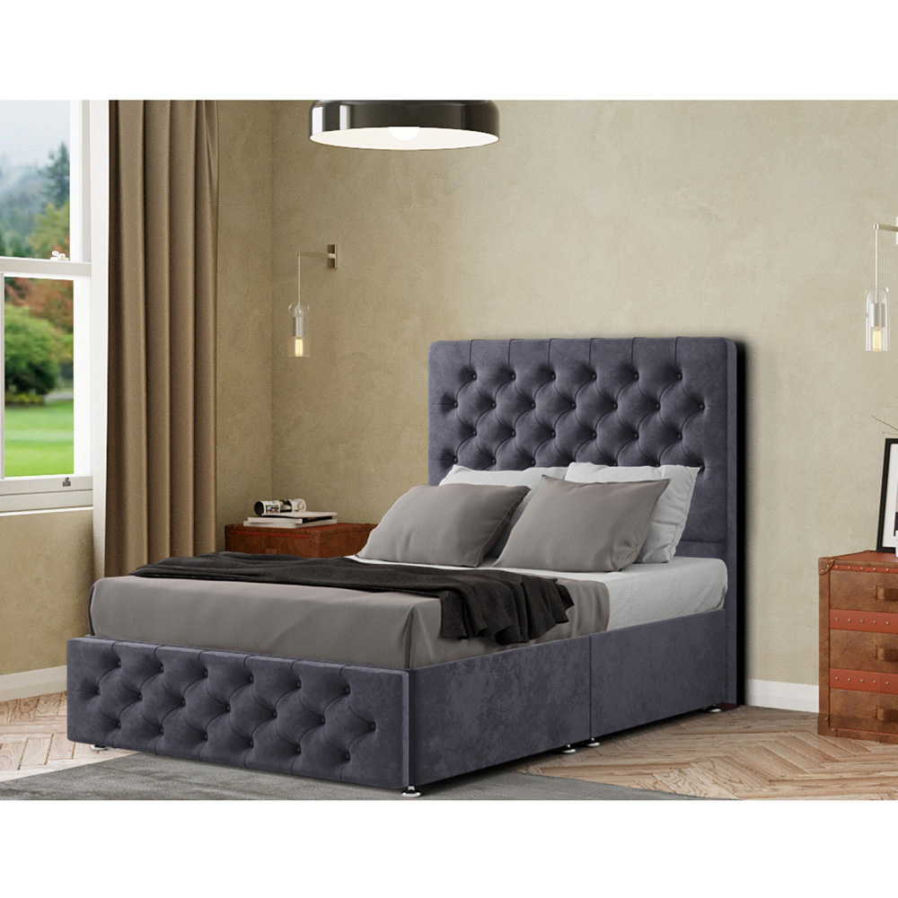Eleganza Mary Chesterfield Single Black Linen Floor Standing Headboard Image 5